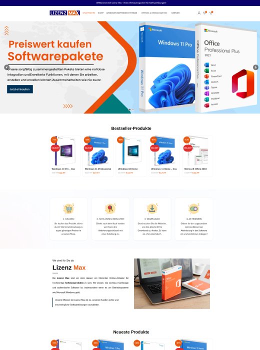 Onlineshop für Software Produkte
