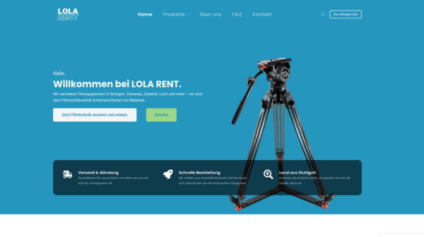Referenz Website - Kamera & Ton Equipment Vermietung - Webdesign Agentur